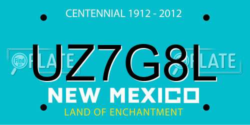 UZ7G8L New Mexico License Plate
