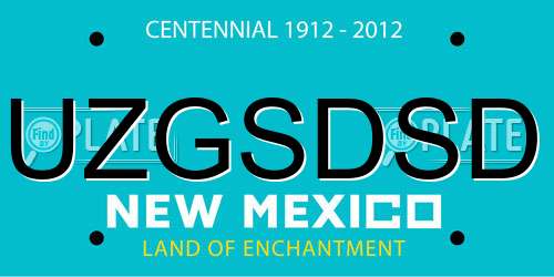 UZGSDSD New Mexico License Plate