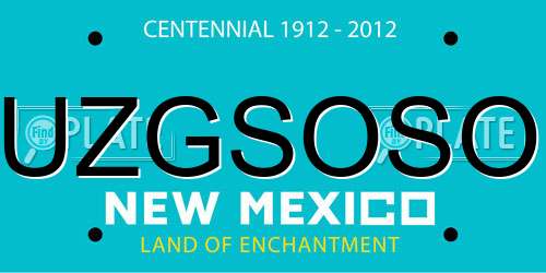 UZGSOSO New Mexico License Plate
