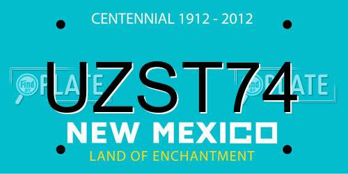 UZST74 New Mexico License Plate