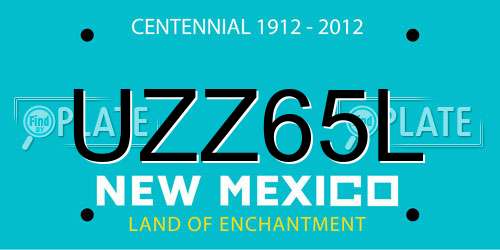 UZZ65L New Mexico License Plate