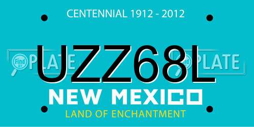 UZZ68L New Mexico License Plate