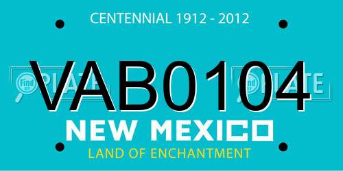 VAB0104 New Mexico License Plate