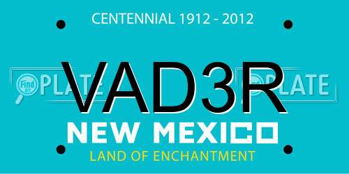 VAD3R New Mexico License Plate