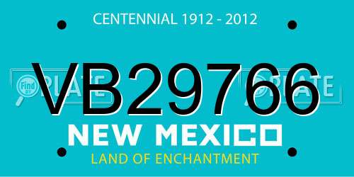VB29766 New Mexico License Plate