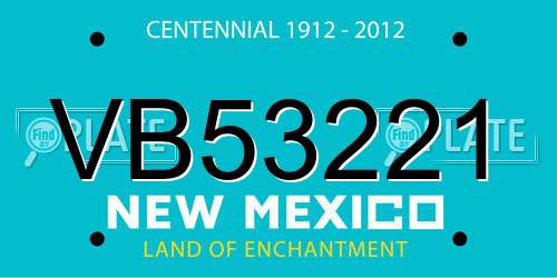 VB53221 New Mexico License Plate
