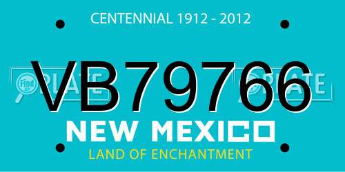 VB79766 New Mexico License Plate