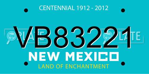 VB83221 New Mexico License Plate