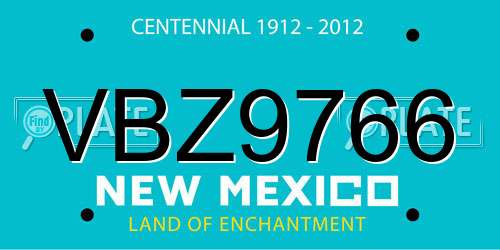 VBZ9766 New Mexico License Plate
