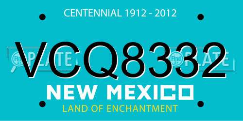 VCQ8332 New Mexico License Plate