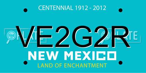 VE2G2R New Mexico License Plate