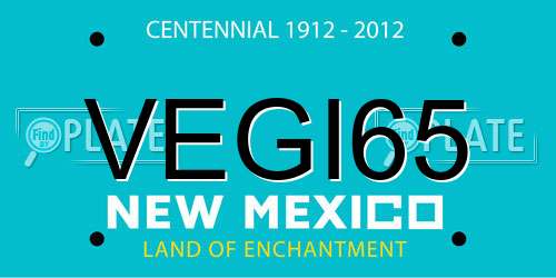 VEGI65 New Mexico License Plate