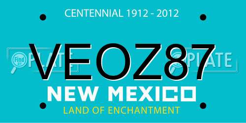 VEOZ87 New Mexico License Plate