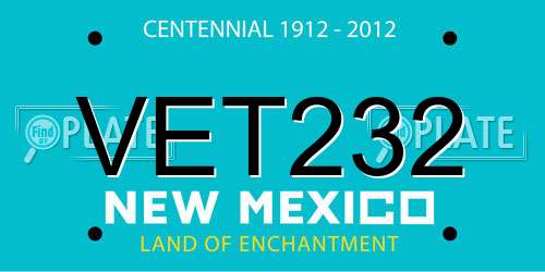 VET232 New Mexico License Plate