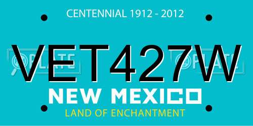VET427W New Mexico License Plate