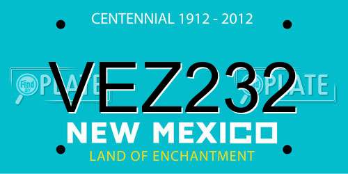 VEZ232 New Mexico License Plate