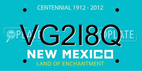 VG2I8Q New Mexico License Plate