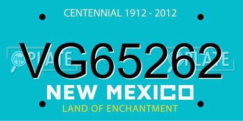 VG65262 New Mexico License Plate