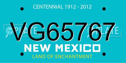 VG65767 New Mexico License Plate