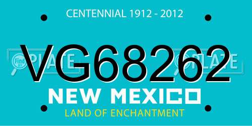 VG68262 New Mexico License Plate
