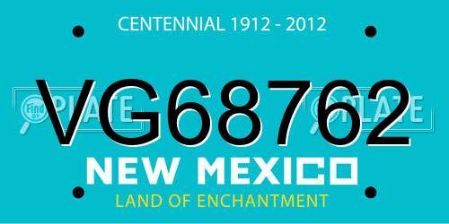 VG68762 New Mexico License Plate