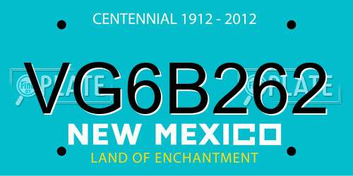 VG6B262 New Mexico License Plate