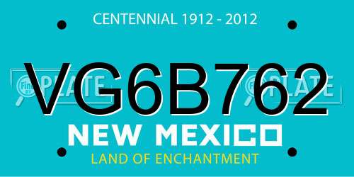 VG6B762 New Mexico License Plate