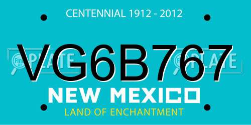 VG6B767 New Mexico License Plate