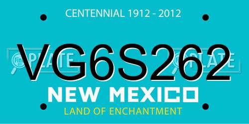 VG6S262 New Mexico License Plate