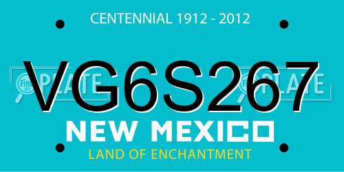 VG6S267 New Mexico License Plate
