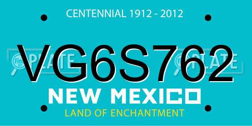 VG6S762 New Mexico License Plate