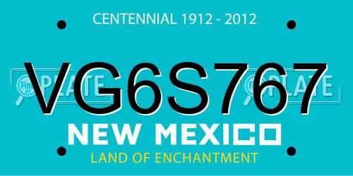 VG6S767 New Mexico License Plate