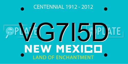 VG7I5D New Mexico License Plate