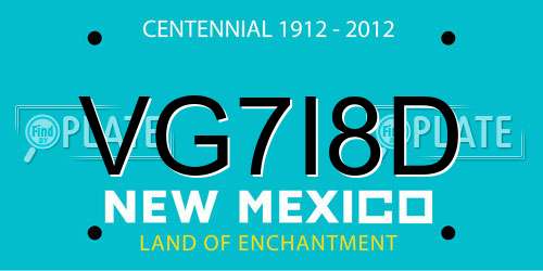 VG7I8D New Mexico License Plate