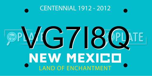 VG7I8Q New Mexico License Plate