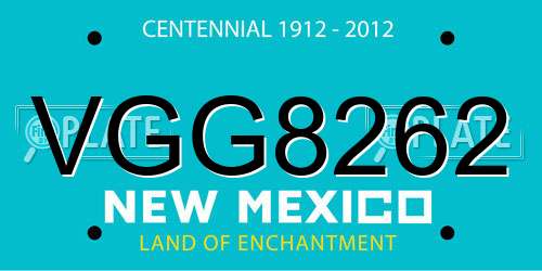 VGG8262 New Mexico License Plate