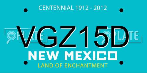 VGZ15D New Mexico License Plate