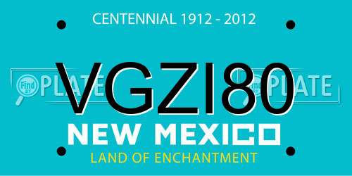 VGZI80 New Mexico License Plate
