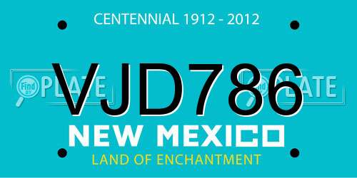VJD786 New Mexico License Plate
