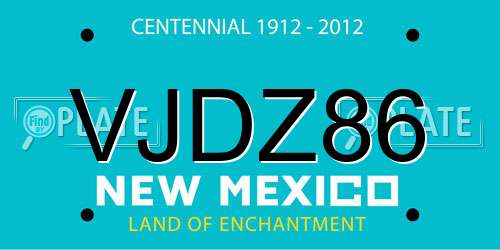VJDZ86 New Mexico License Plate