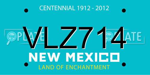 VLZ714 New Mexico License Plate