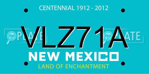 VLZ71A New Mexico License Plate