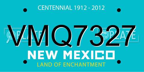 VMQ7327 New Mexico License Plate