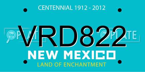 VRD822 New Mexico License Plate