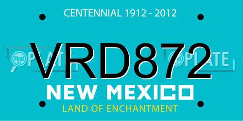 VRD872 New Mexico License Plate