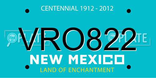 VRO822 New Mexico License Plate