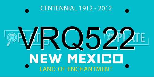 VRQ522 New Mexico License Plate