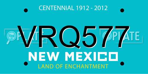 VRQ577 New Mexico License Plate