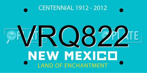 VRQ822 New Mexico License Plate