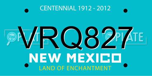 VRQ827 New Mexico License Plate